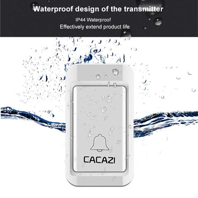 CACAZI Wireless Doorbell No Battery Need Waterproof Doorbell Cordless Remote AC 110V-220V EU US