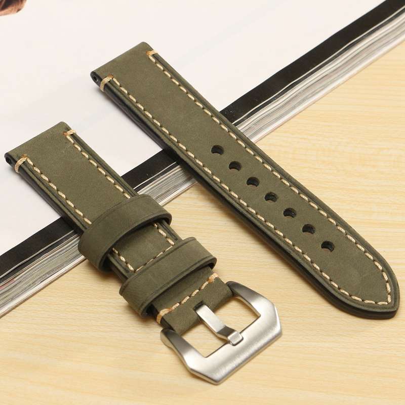 20mm Cowhide Genuine Leather Strap Fashion Watch Band (COLOR: GREEN)