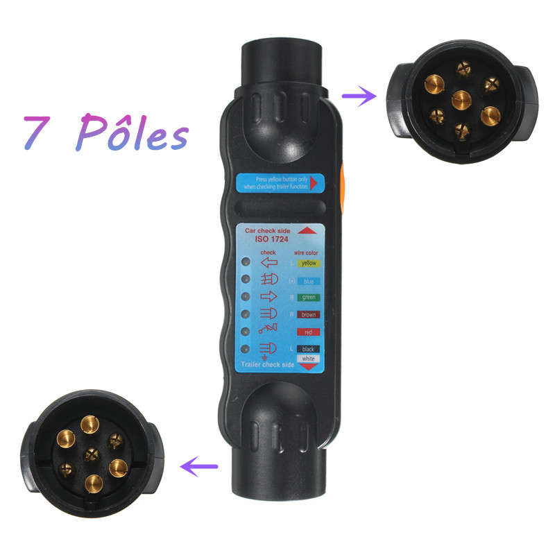 12V 7 Pin Plug Socket Cable Wiring Circuit Tester for Car Trailer Towing Lights