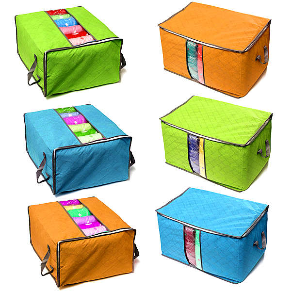 Non Woven Storage Bag Box Clothing Garment Organizer Underwear Quilt Bamboo Charcoal