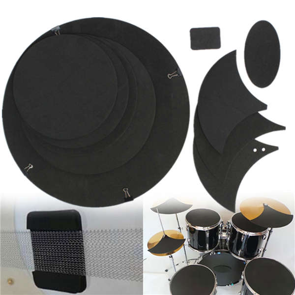 10Pcs Bass Snare Drum Sound off Mute Silencer Drumming Rubber Practice Pad Set