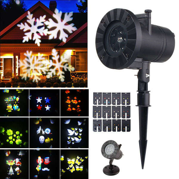 12 Patterns 4 LED Projector Light Stage Light  Motion Rotating Spot Light Christmas Halloween