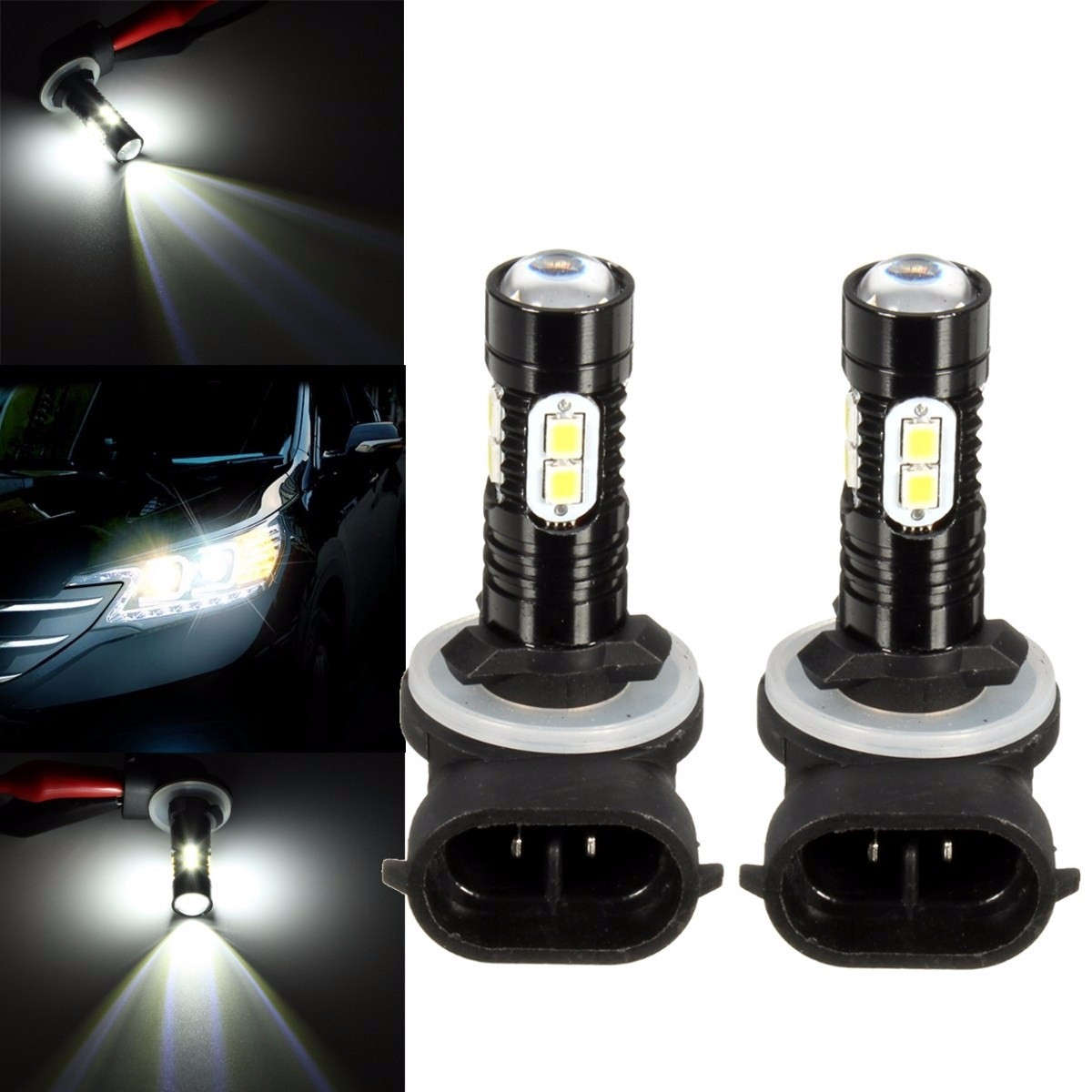 2Pcs 881 889 50W 1000LM 6000K LED White Light Bulbs Car Fog Driving DRL Lamp