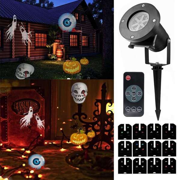 ARILUX 16 Patterns 8W Remote Christmas Stage Light Projector Waterproof Spotlight Halloween Party