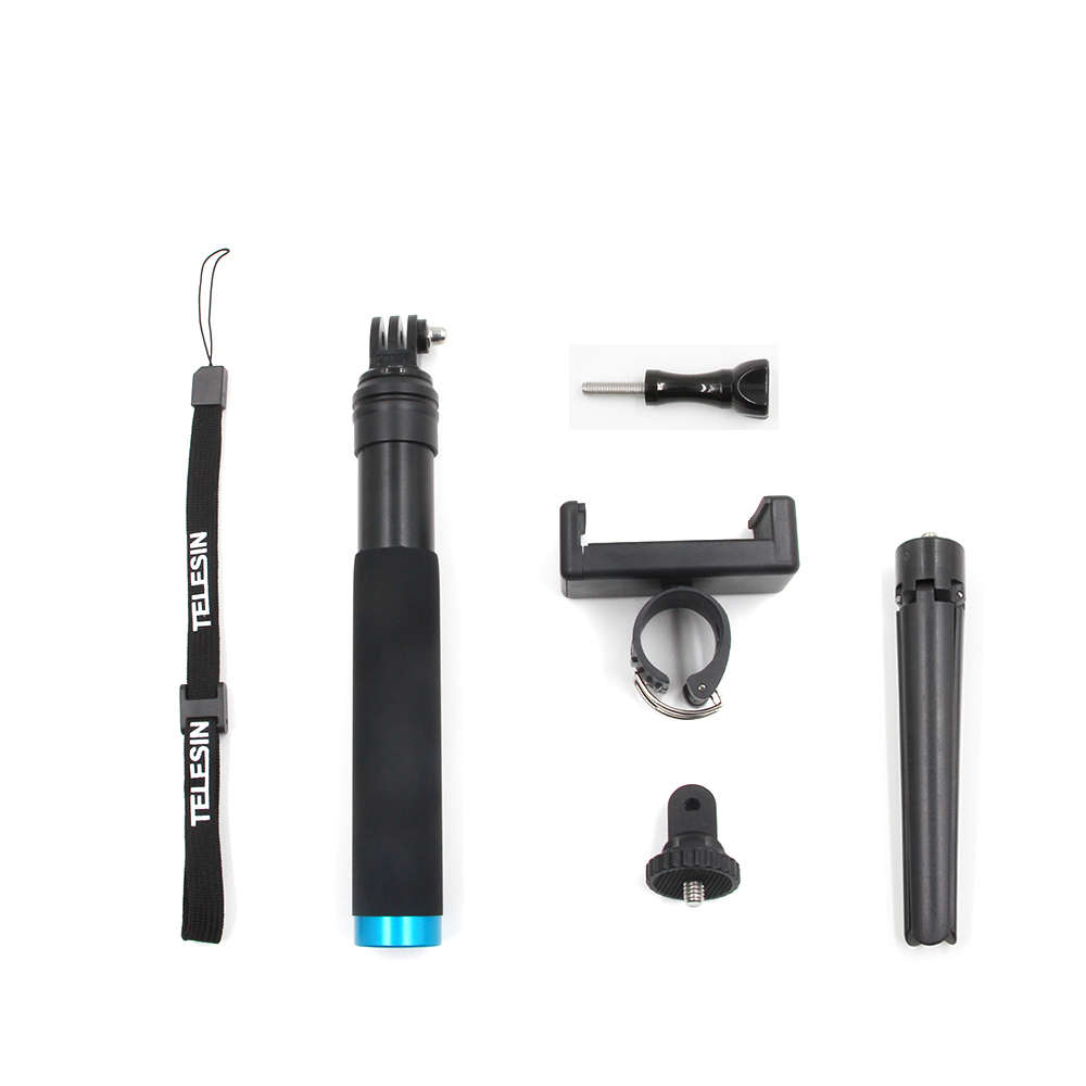 TELESIN Extendable Selfie Stick with Tripod Mount Phone Clip for Gopro SJCAM Xiaomi Yi