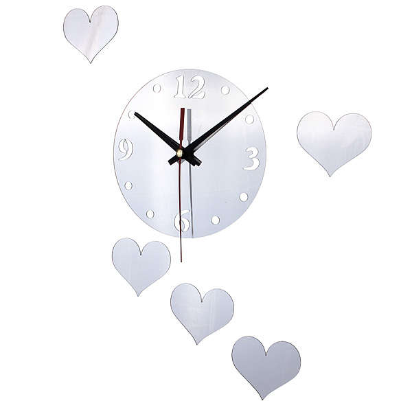 DIY 3D Home Modern Love Wall Clock Decor Mirror Living Room
