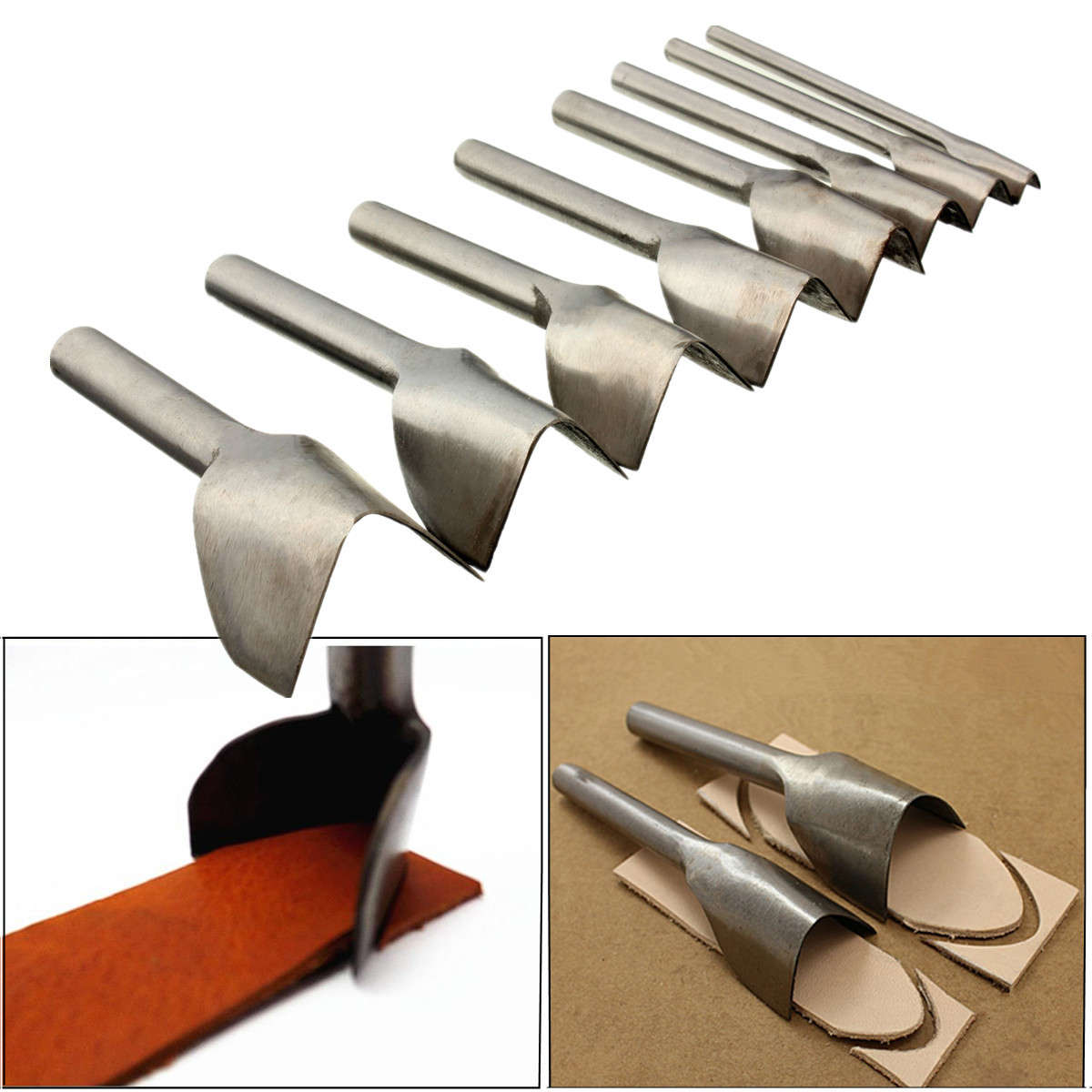 Leather Craft Half Round Cutter Punch Strap Belt Wallet 10/15/20/25/30/35/40/45mm Tool