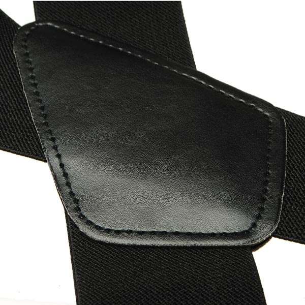 Mens Terylene 4 Clips High Stretch Elastic Black White Suspenders