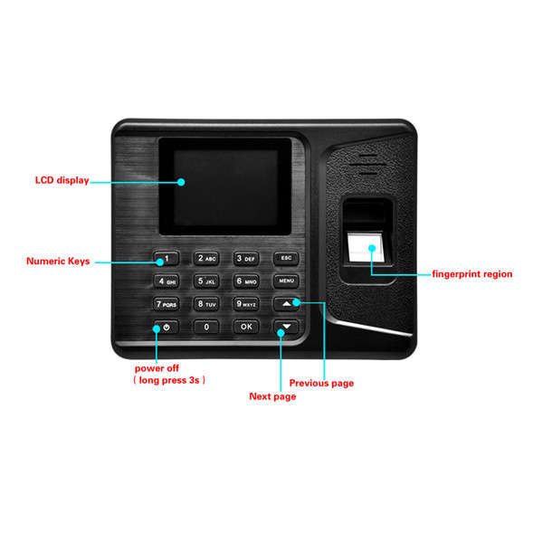 Realand A-E260 2.8Inches USB LCD Biometric Fingerprint Attendance Machine
