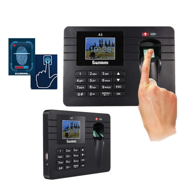 Time Recorder TFT Screen Clocking In Clock Machine Employee Attendance Check Fingerprint+Password Bu