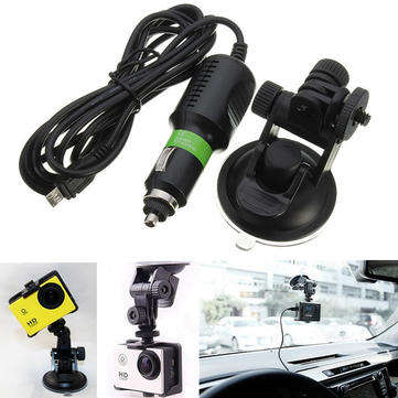 Windshield Mount with Car Charger For GoPro Hero / SJCAM / Action Cam - Perfect Timing
