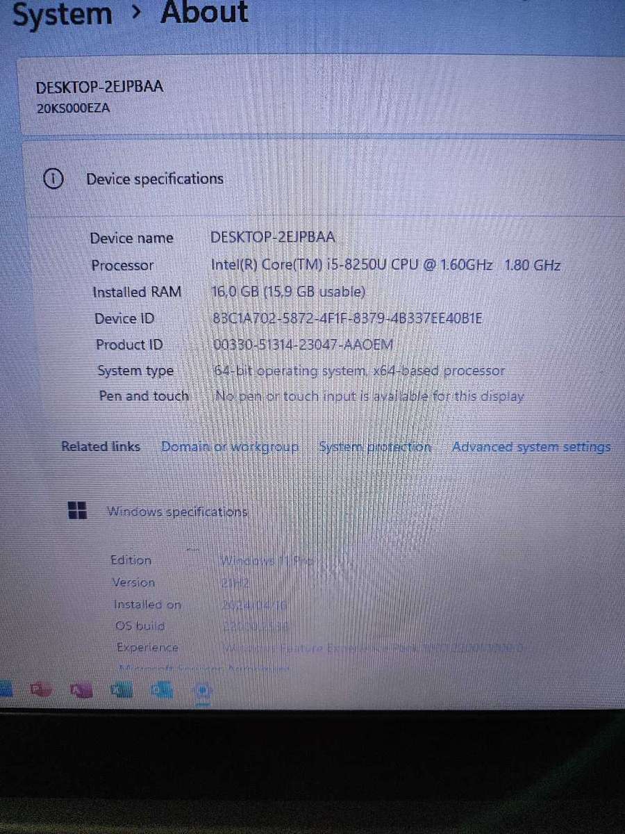 Lenovo ThinkPad E580  15.6-inch FHD Laptop - Intel Core i5-8250U 256 GB SSD 16GB RAM Win 11 Pro