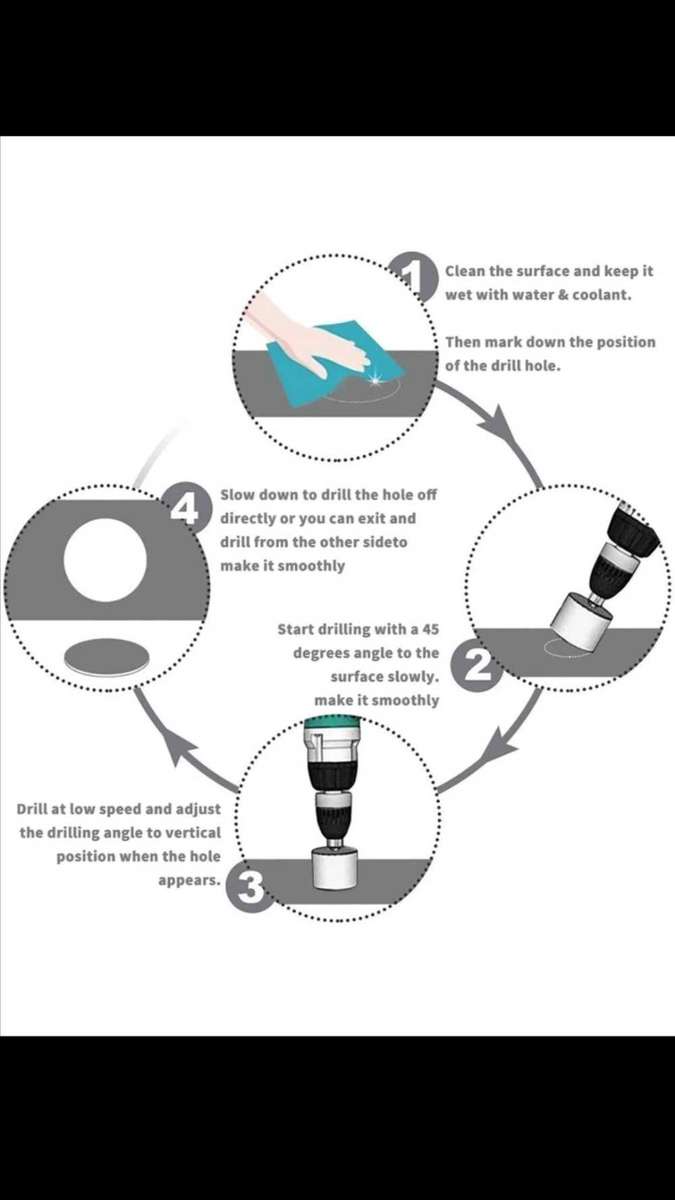 10PCS/SET Diamond Coated Hole Saw Core Drill Bit Tile Marble Glass Ceramic Stone Crystal Granite