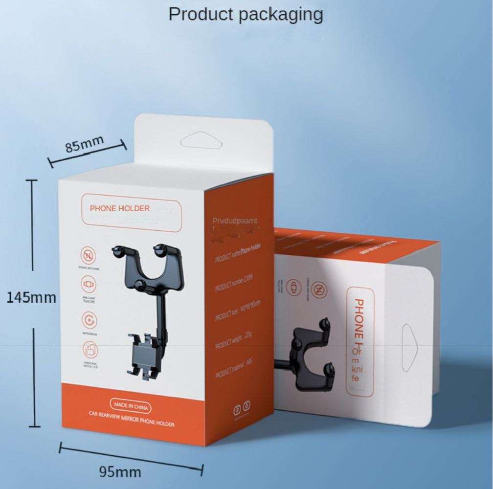 360 Degree Rotatable and Retractable Car Phone Rear View Mirror Holder