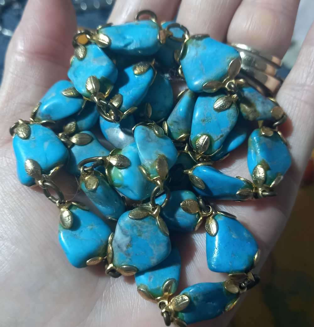 Vintage Chunky Red Jasper and Turquoise or Larimar Beads Necklaces