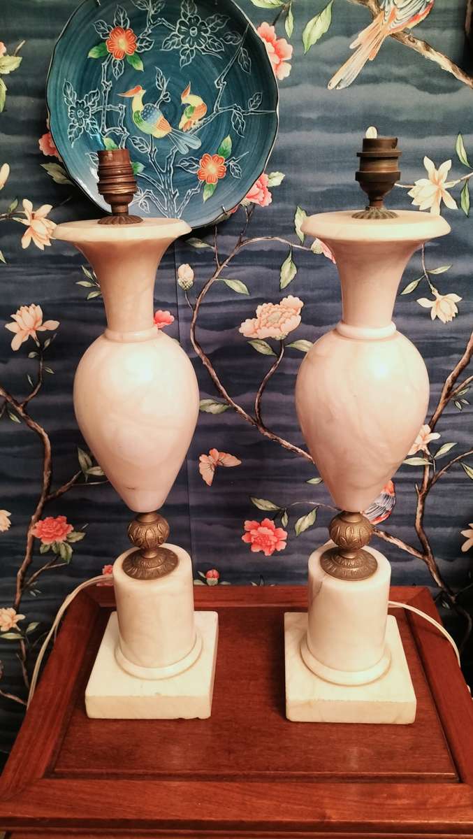 Pair of Marble And Brass Table Lamps