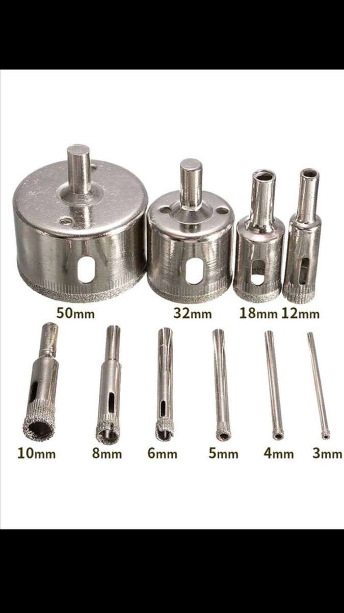 10PCS/SET Diamond Coated Hole Saw Core Drill Bit Tile Marble Glass Ceramic Stone Crystal Granite