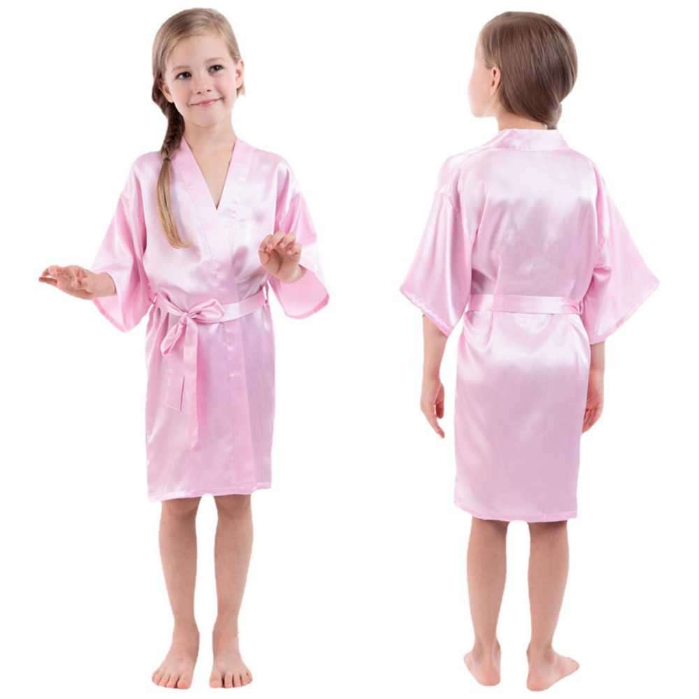 kids satin gown brides maid robe