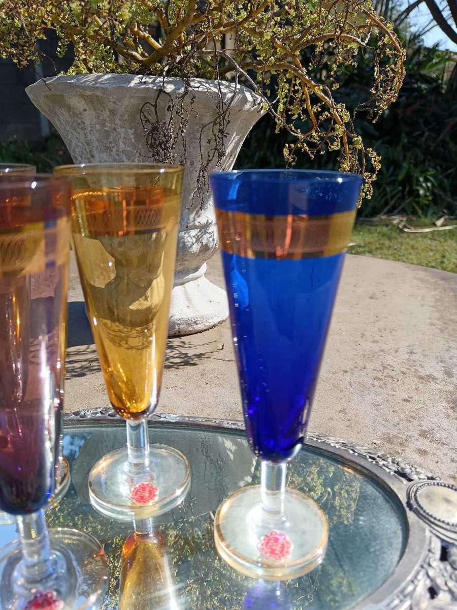 Set of Colored Italian Flute Glasses
