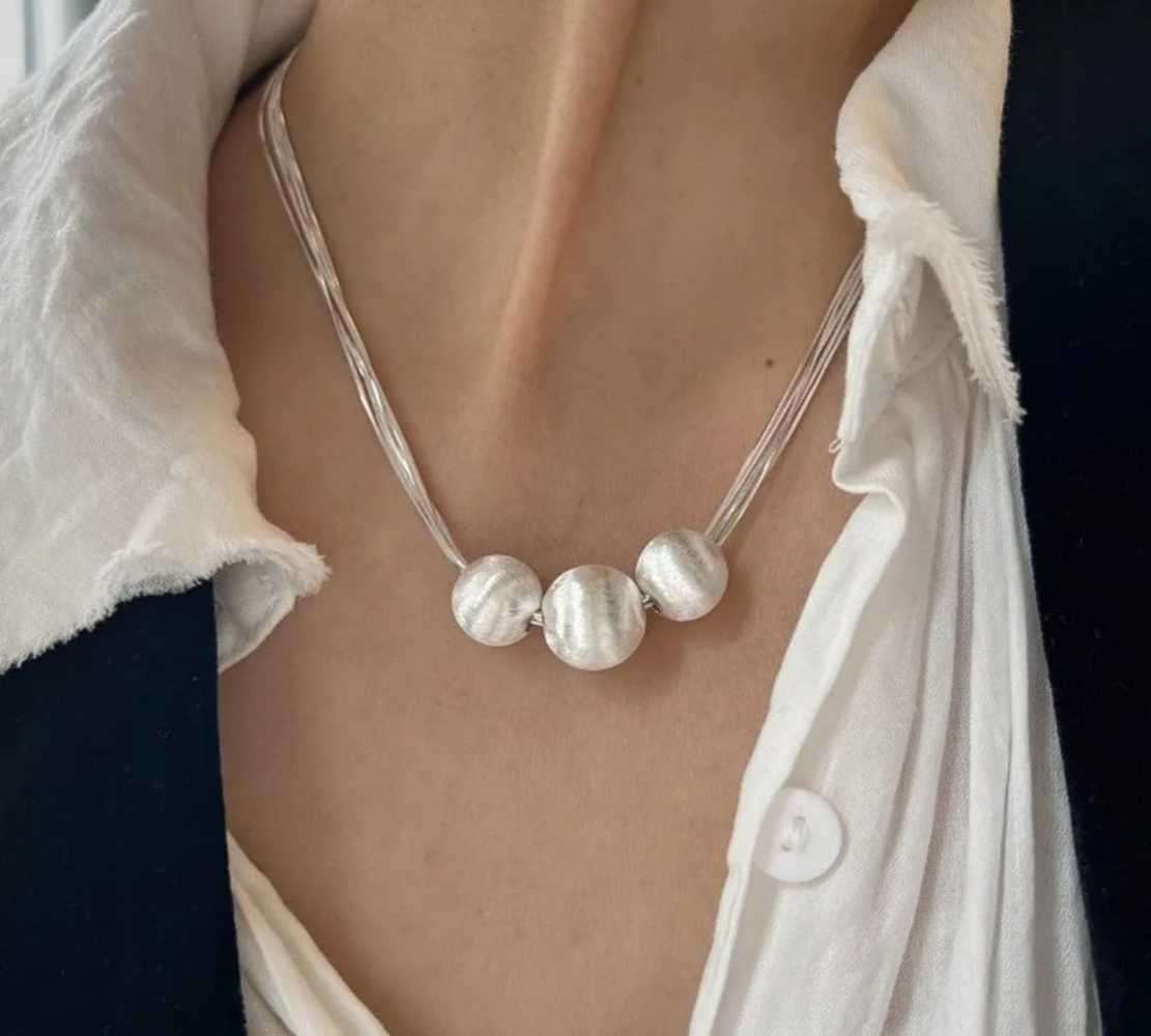 Brushed Bead Multi-layered Necklace