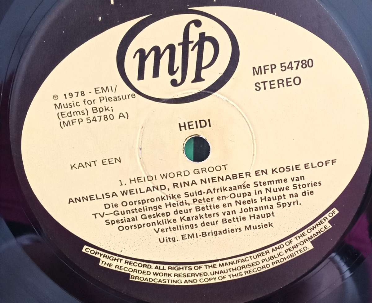 HEIDI 2 LP VINYL RECORD STEREO AFRIKAANS
