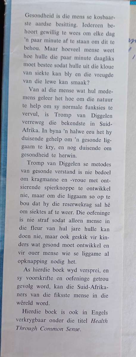 Gesondheid deur gesonde verstand deur Tromp van Diggelen