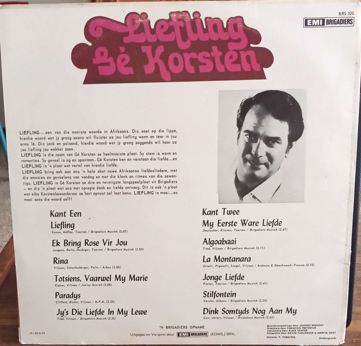 GE KORSTEN - LIEFLING LP VINYL RECORD