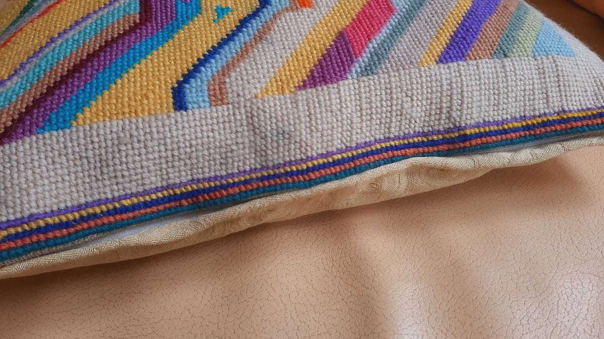 Funky vintage tapestry cushion