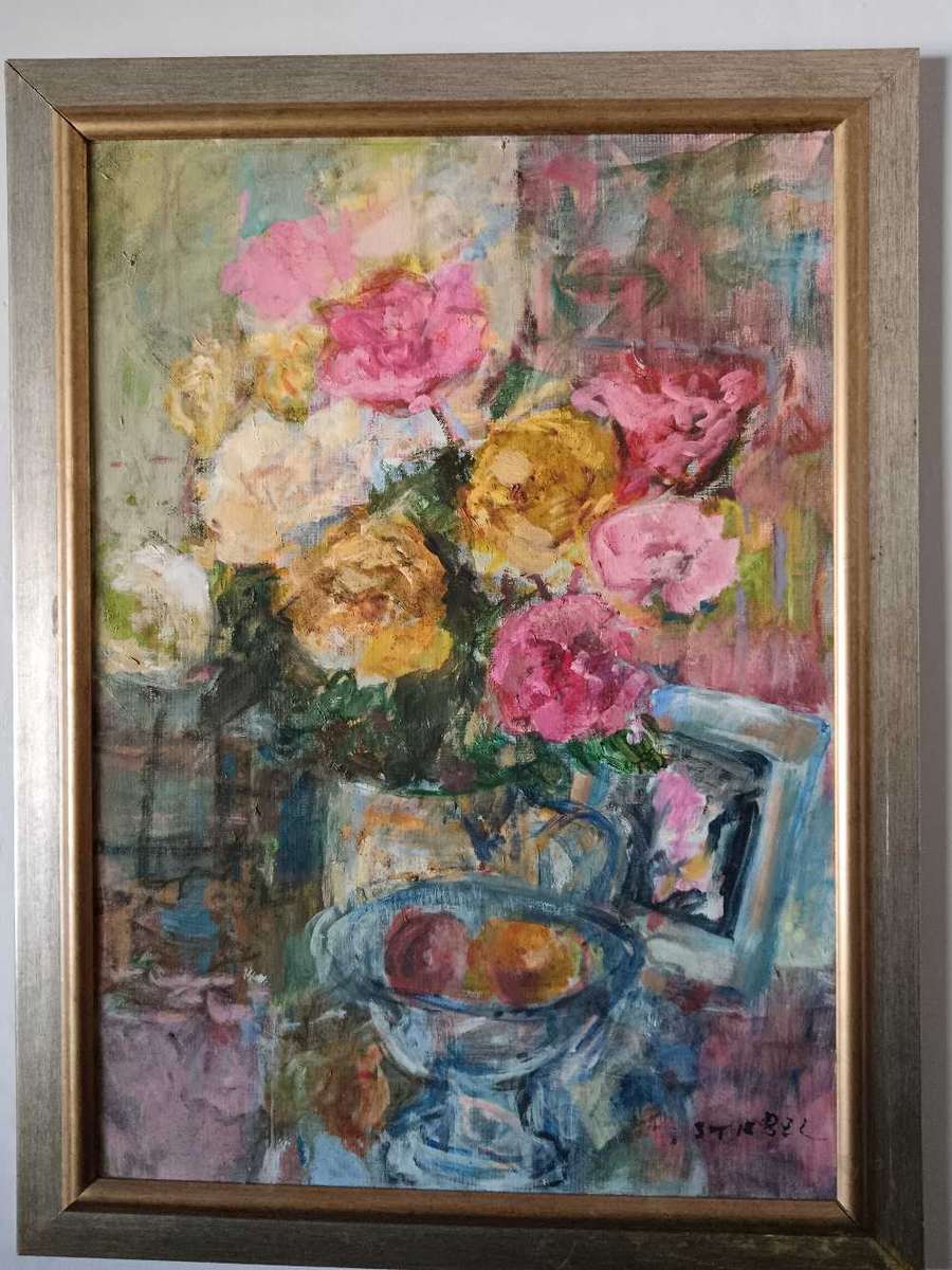 Rose Painting Framed by SA Artist Mollie Stiebel