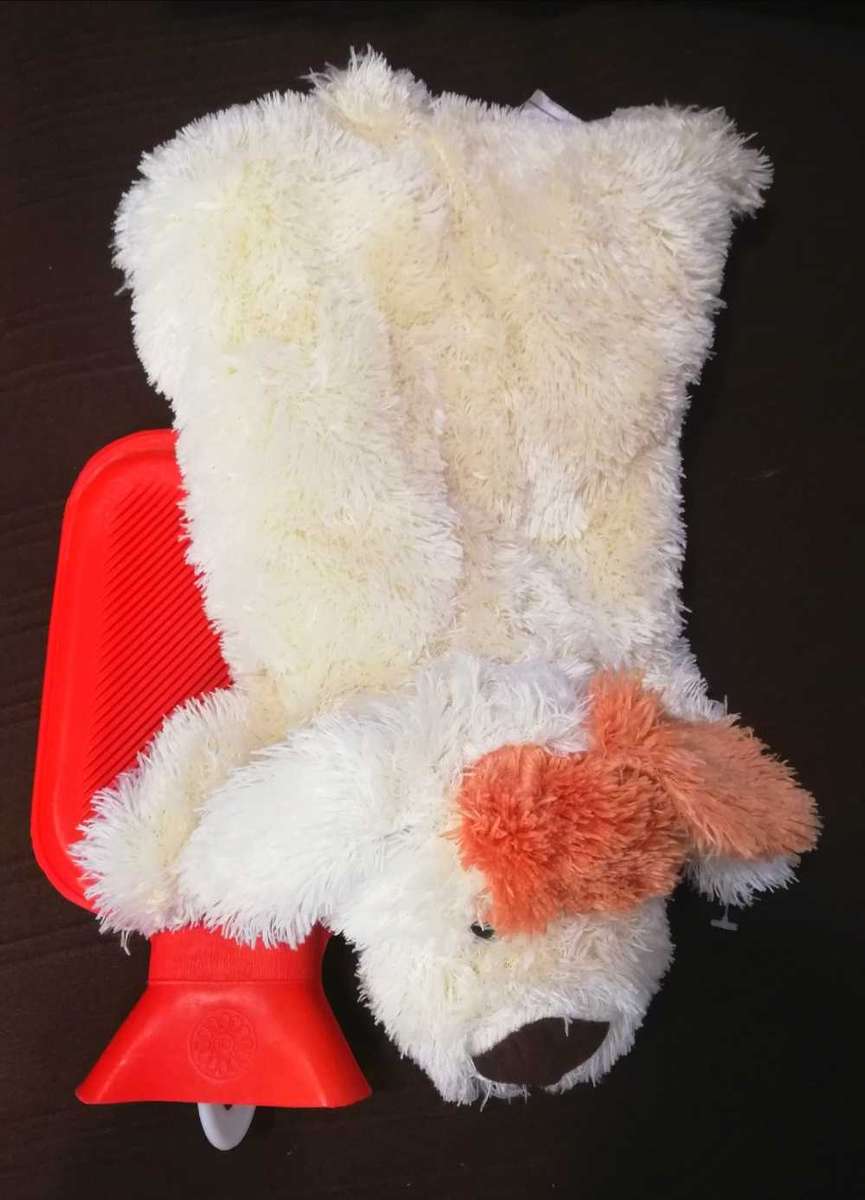 Snuggles the Puppy. A warm water bottle plush toy. 38cm.