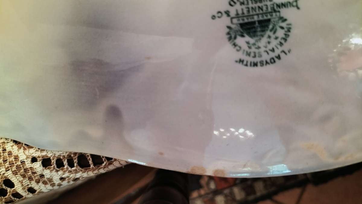 Large Platter  Flow Blue Pattern Ladysmith by Dunne Bennett Burslem England