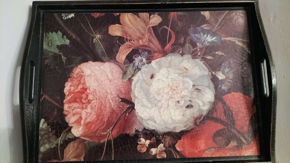 Beautiful Decoupage Floral Tray