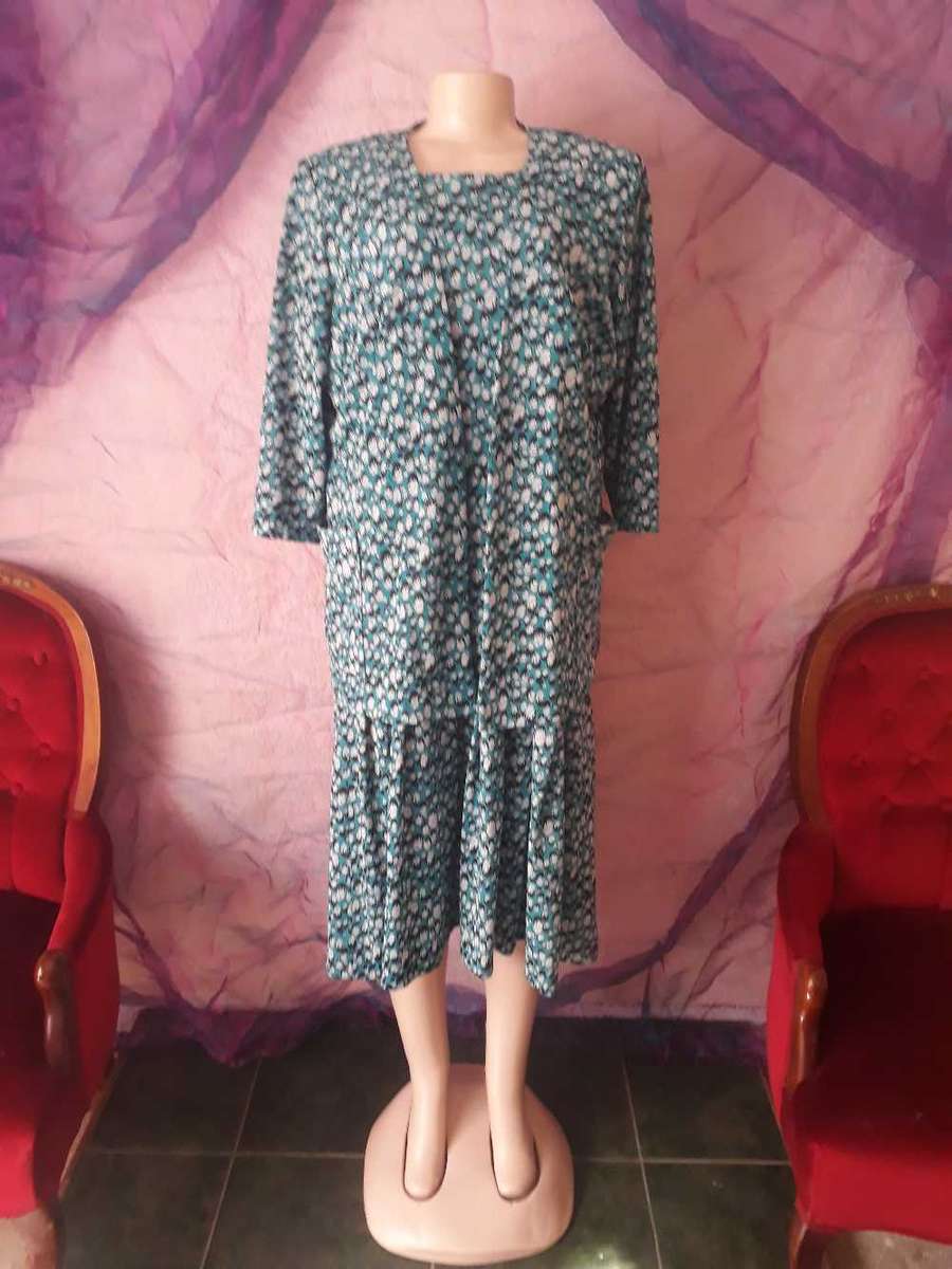 VINTAGE 1980'S DRESS WITH MATCHING JACKET WITH TWO POCKETS  - SIZE 20/44/4XL - GOOD VINTAGE COND