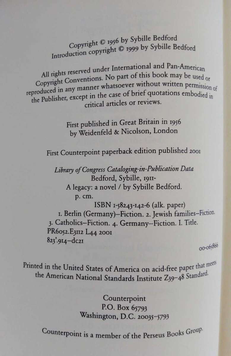 A Legacy by Sybille Bedford