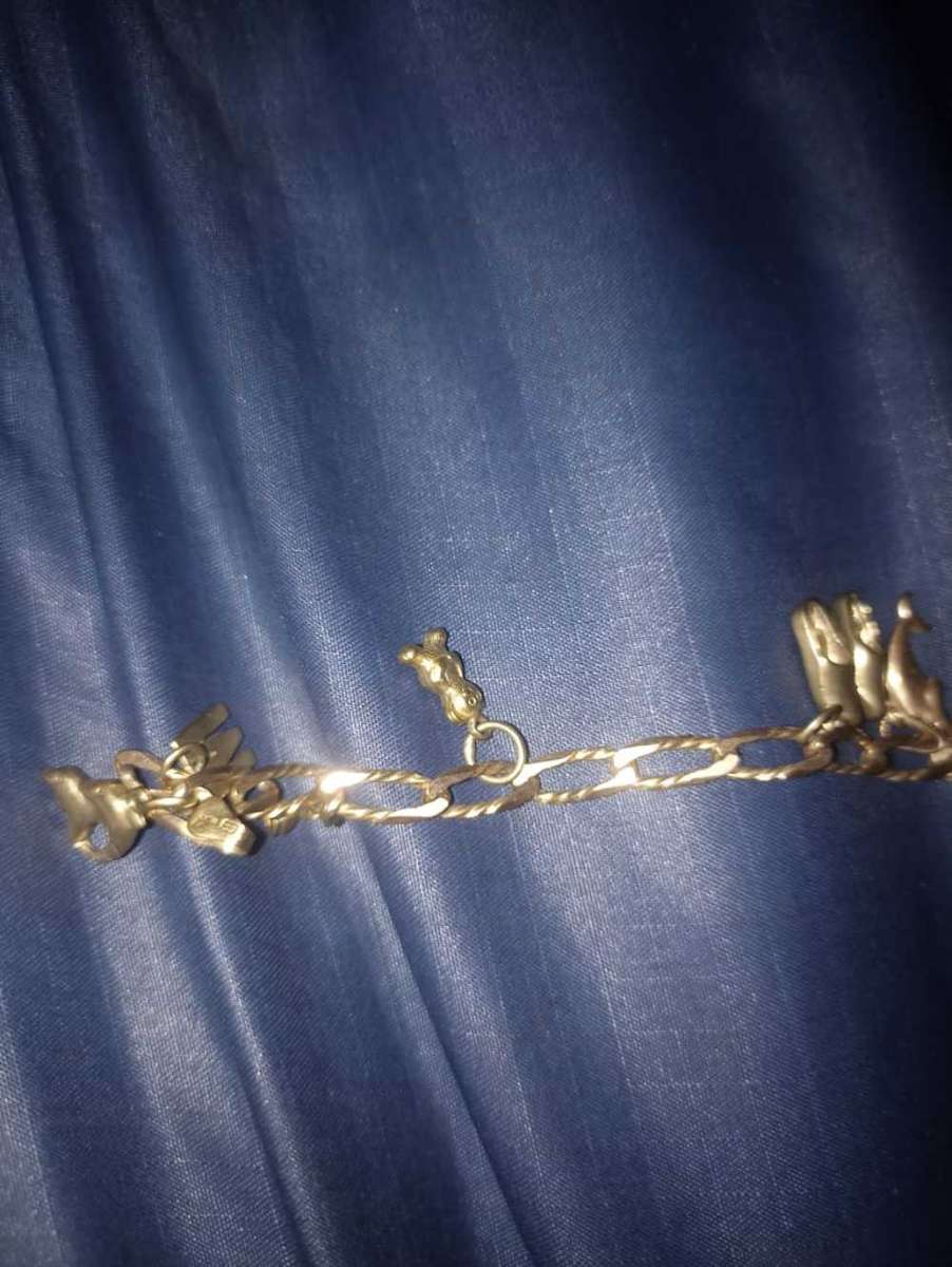 Ladies 9 carat gold charm bracelet