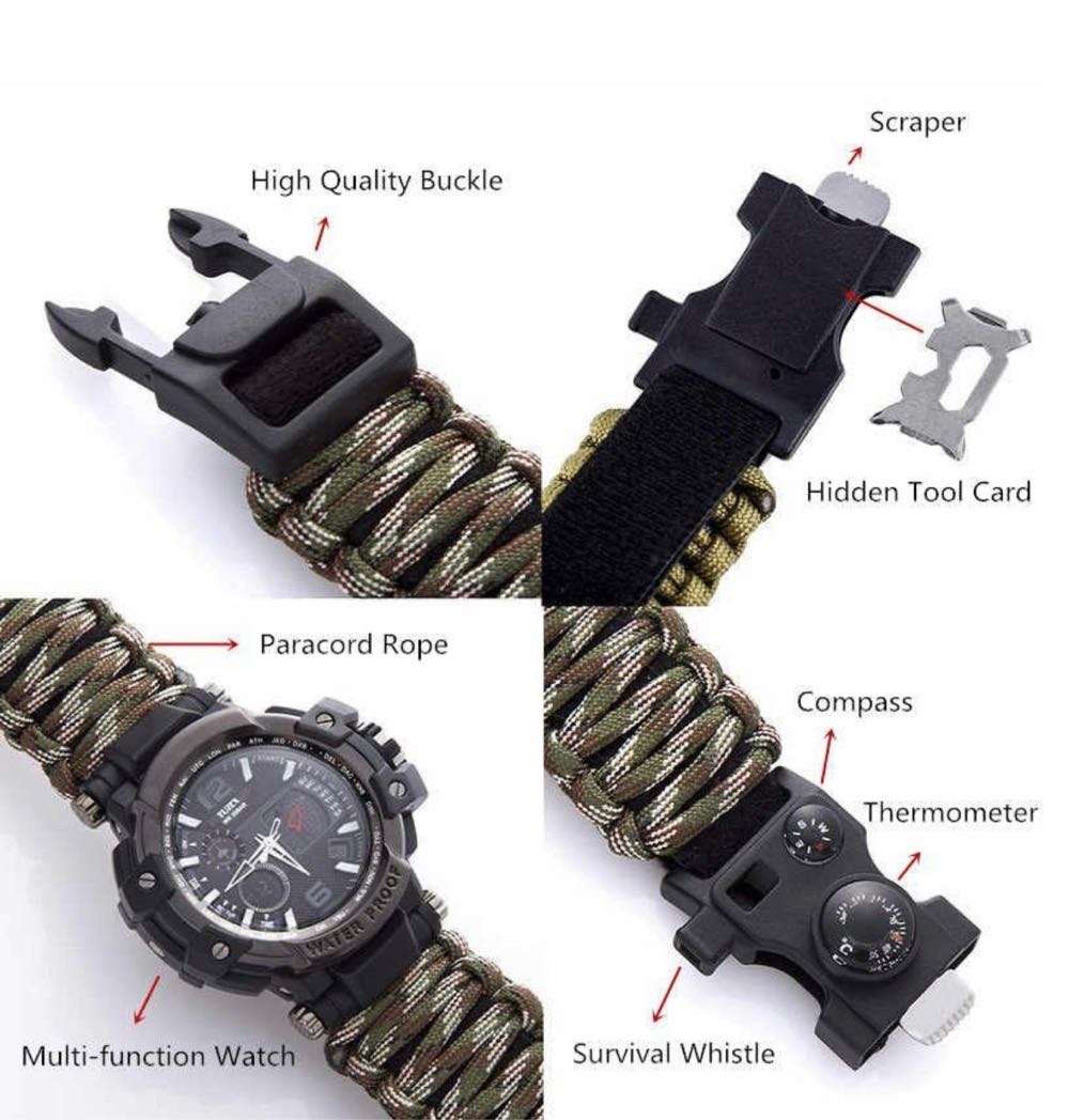 G3 Men Outdoor Survival Military Watch Fashion Multifunctional Compass Waterproof LED Quartz