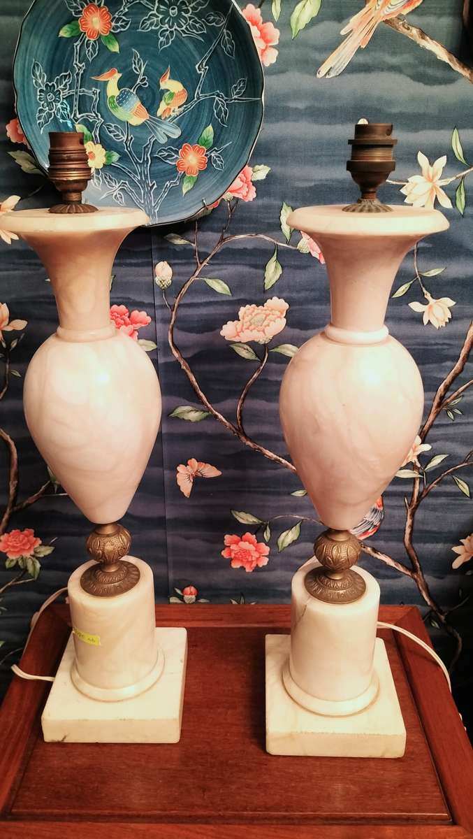 Pair of Marble And Brass Table Lamps