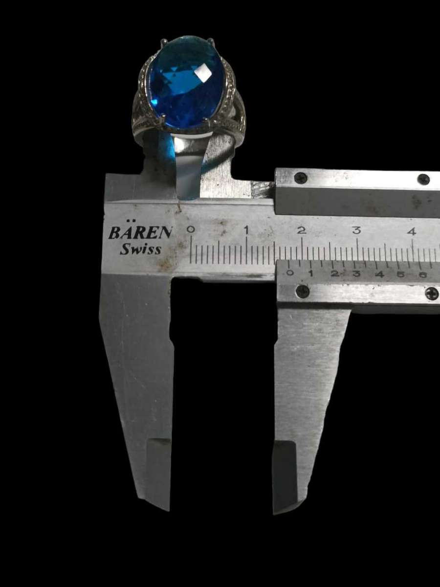 925 Sterling Silver Vintage Ring, Beautiful Big Blue Sone