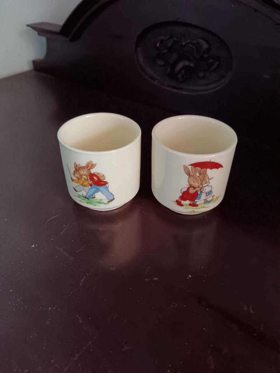 Pair of Royal Doulton Bunny kins Egg Cups