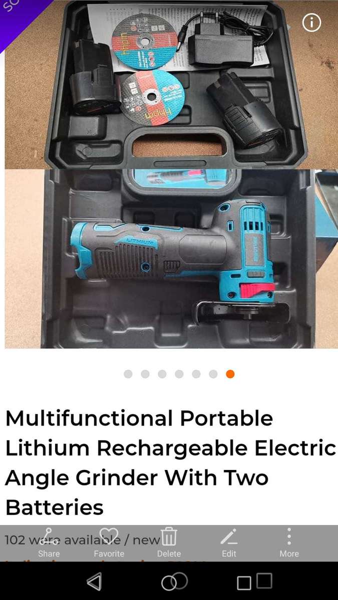 Cordless angle grinder 2 batteries