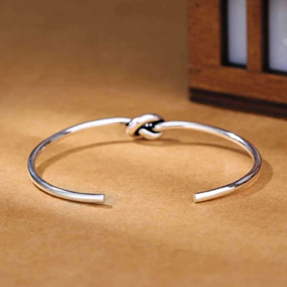925 Silver Vintage Knotted Open Cuff Bangle