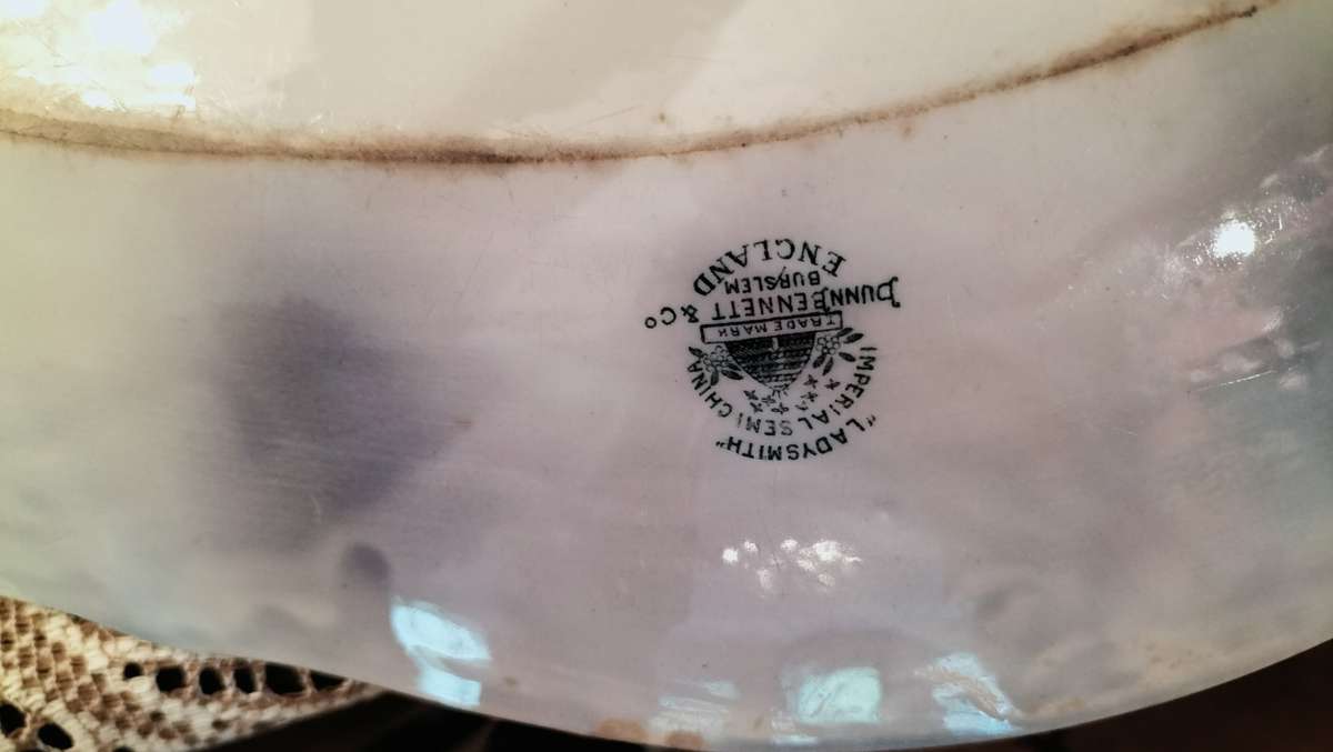 Large Platter  Flow Blue Pattern Ladysmith by Dunne Bennett Burslem England