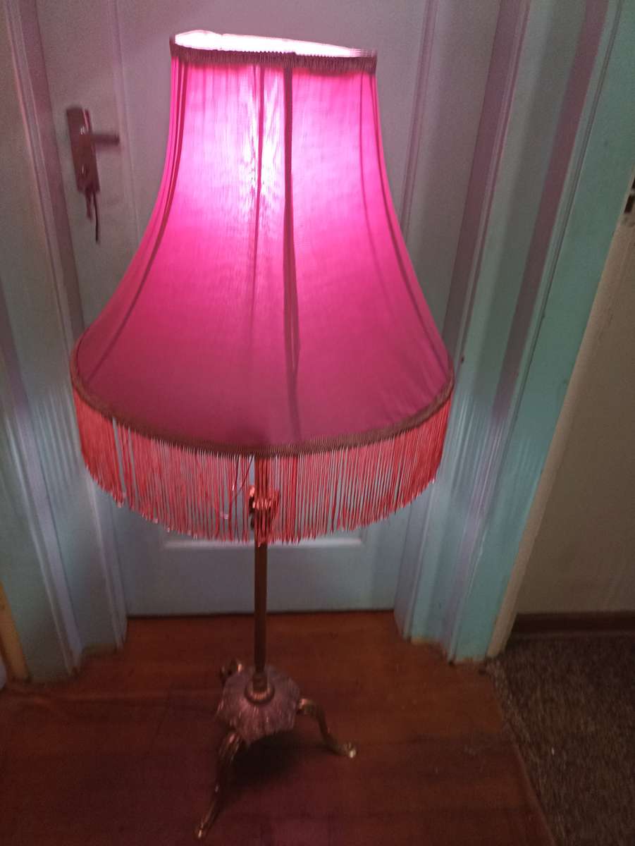 Pink tall lampshade brass stand