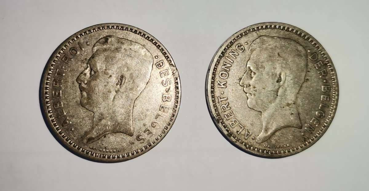 2 x 1934 Silver Belgium 20 Francs