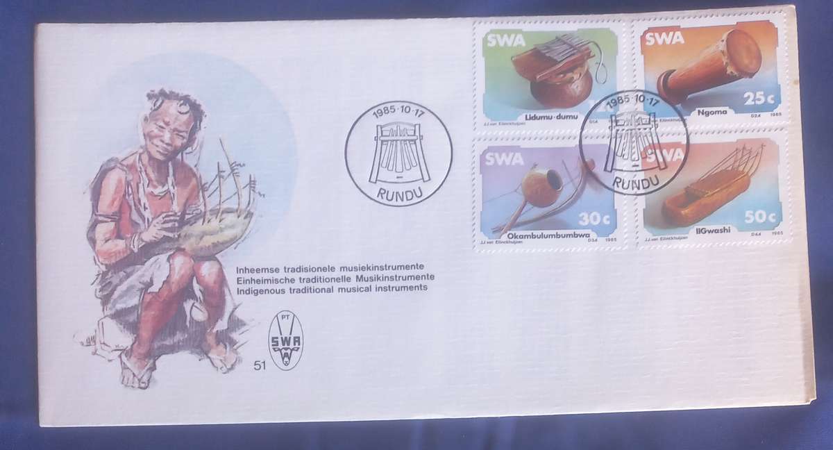 First day envelope - Indigenous traditional musical instruments SWA