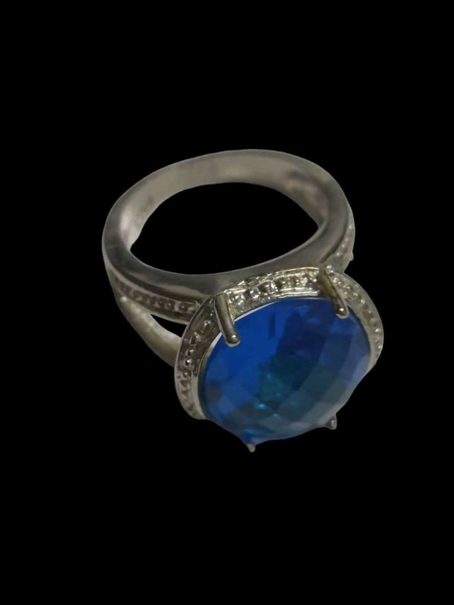 925 Sterling Silver Vintage Ring, Beautiful Big Blue Sone