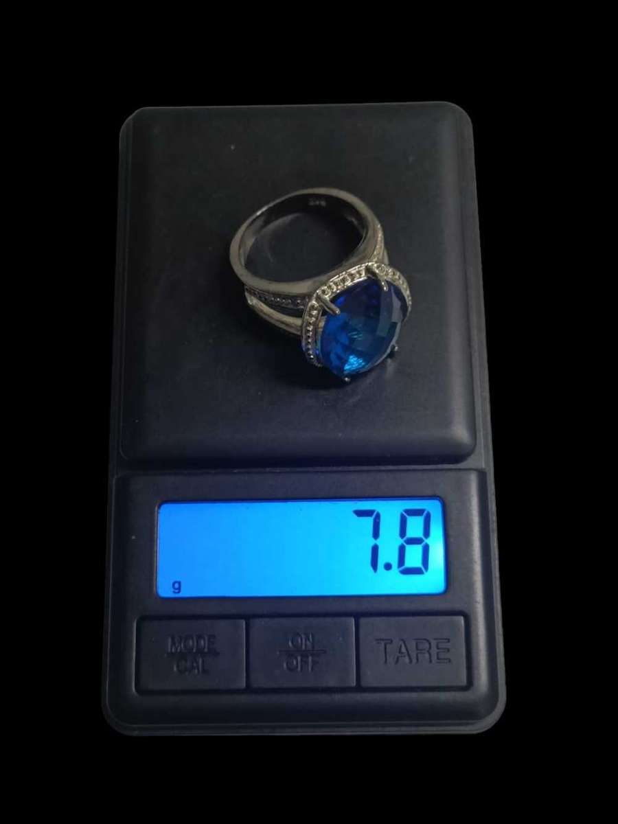 925 Sterling Silver Vintage Ring, Beautiful Big Blue Sone