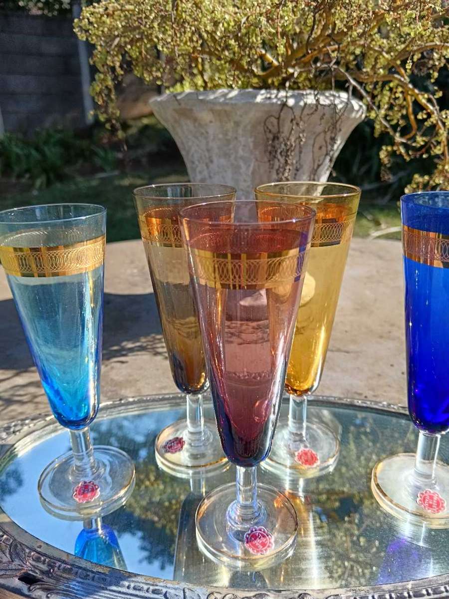 Set of Colored Italian Flute Glasses