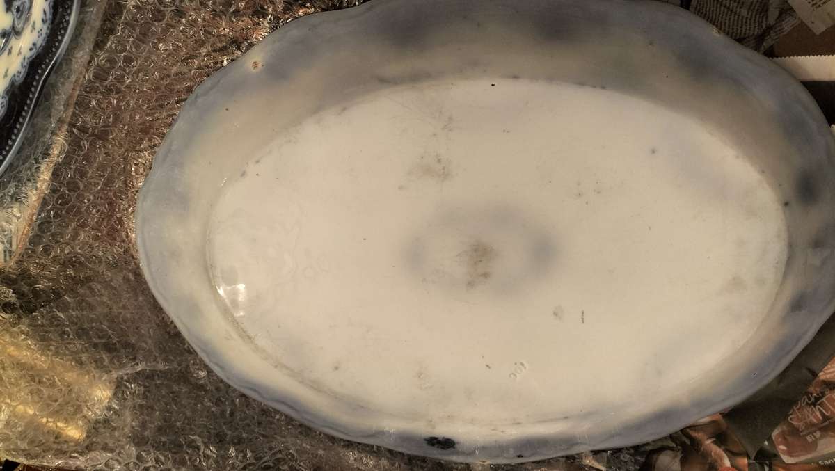 Antique Flow Blue Large Keele Platter by Grindley