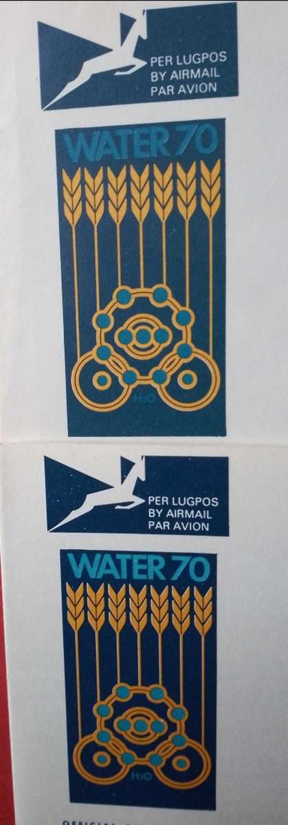 RSA water FDC # 13 with varieties light and dark blue logos see scans